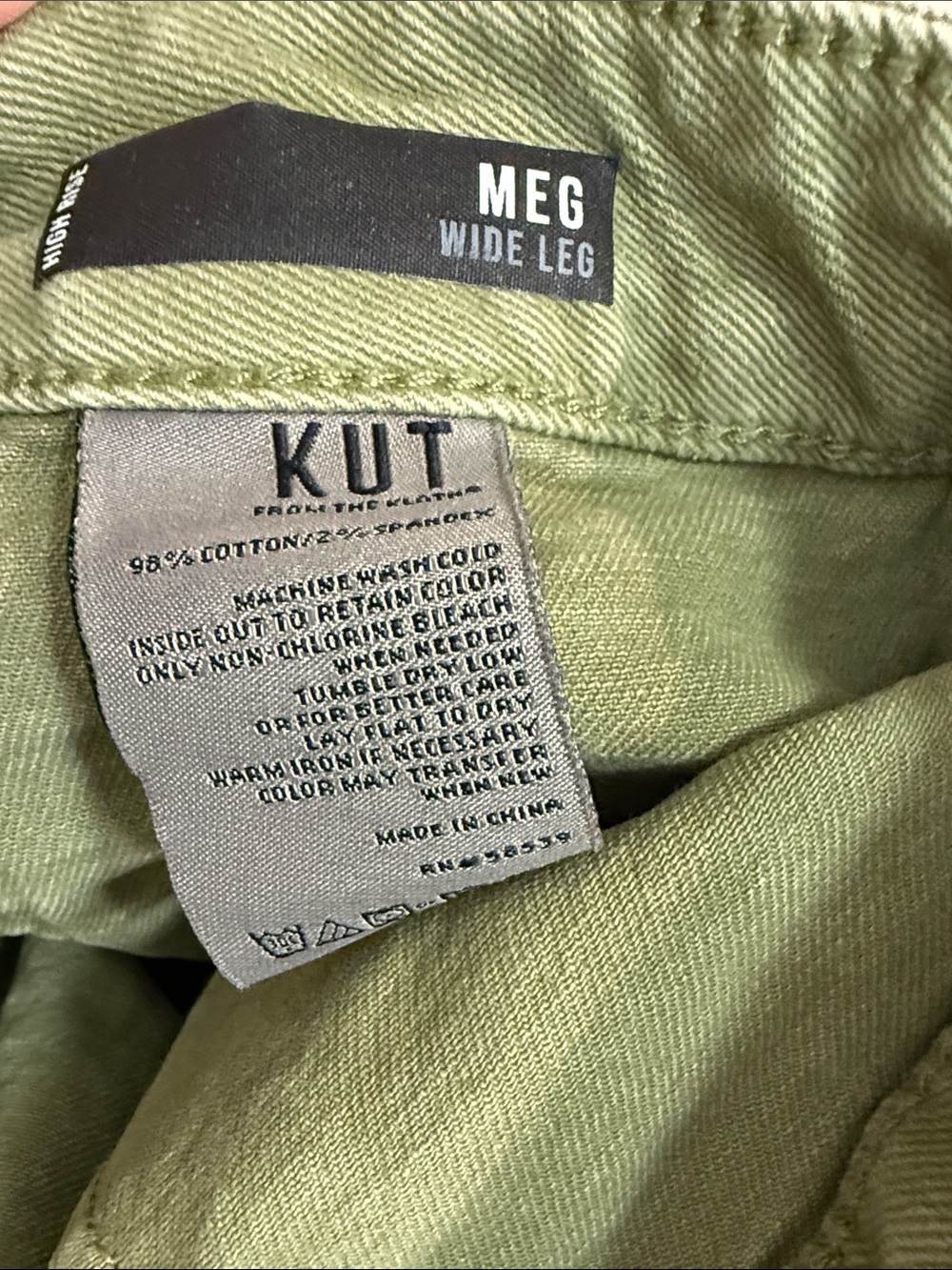 KUT From the Cloth Meg High Rise Wide Leg-Olive 8 - Picture 10 of 11